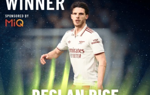 阿森纳赖斯荣获英超最佳球员，阿尔特塔获最佳主帅称号。